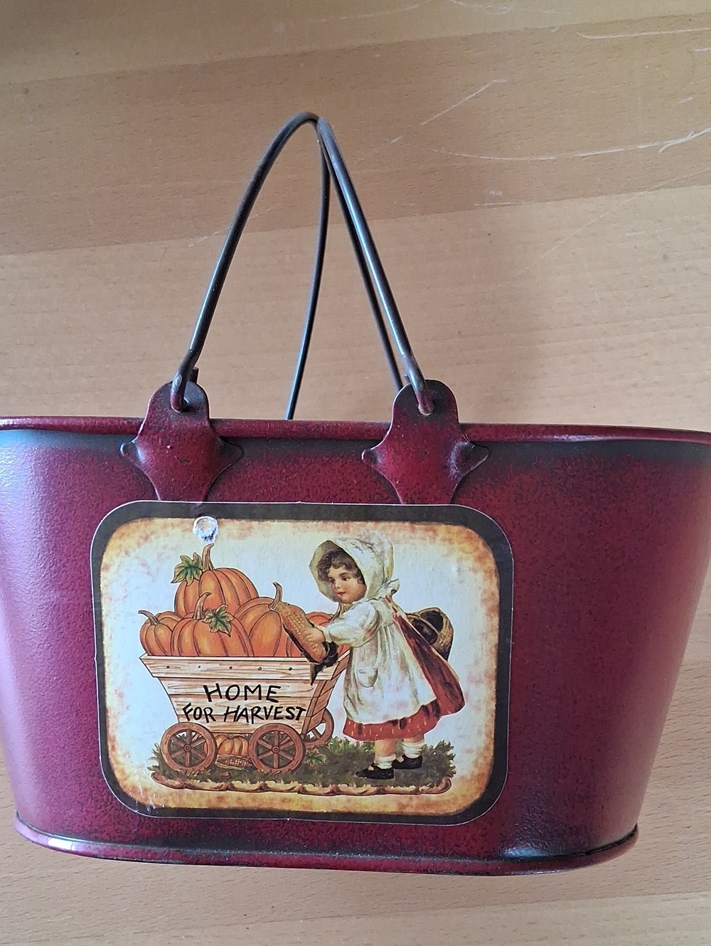 Vintage-Inspired Burgundy Harvest Tote Basket